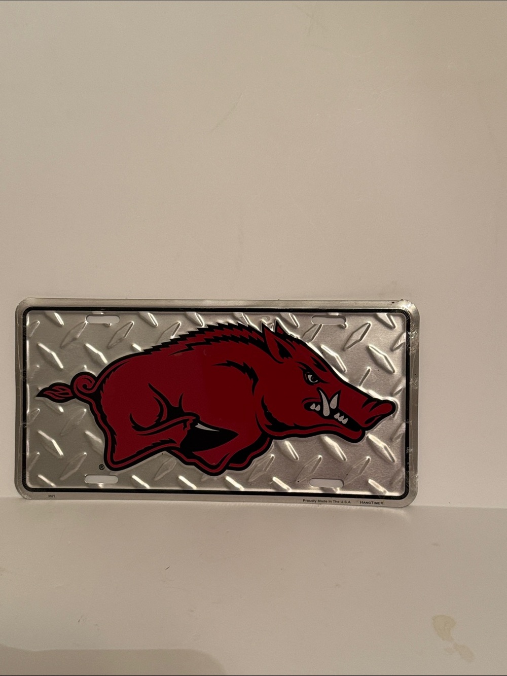 Red Razorback Mascot License Plate